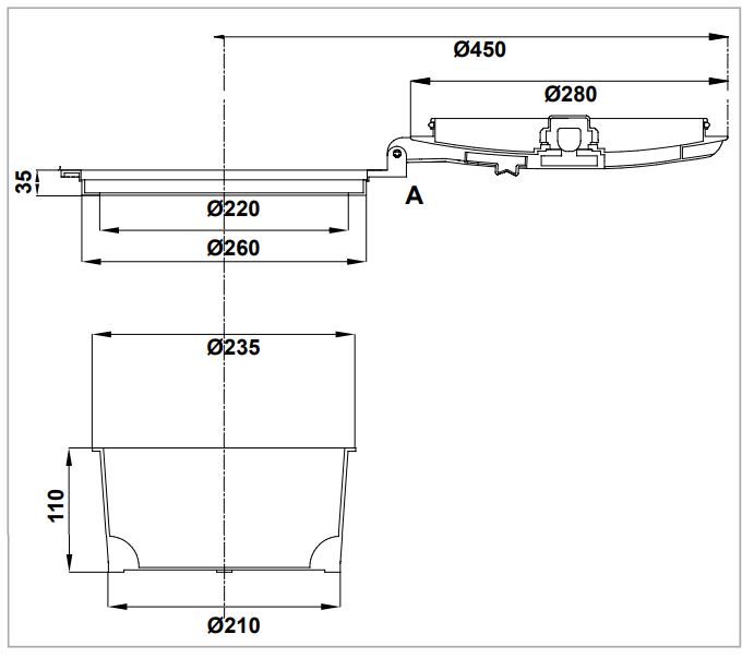 Tapa Abatible D.287mm c/Anillo (Amarilla)