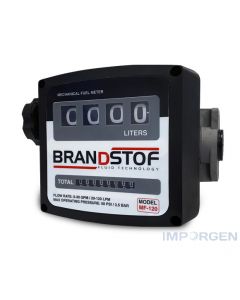 Cuentalitros mecánico 20-120 l/min (Diesel) BRANDSTOF. Dispositivo de lectura mecánica con cilindros numéricos giratorios. Se utiliza en la aplicación de transferencia de combustible, diesel, queroseno, y otros. 