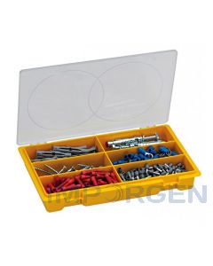 Caja organizadora ideal para organizar tornillos y pequeños objetos. Fabricada en polipropileno de alta calidad, brindando así un cierre seguro y ordenado.

Contiene 6 secciones