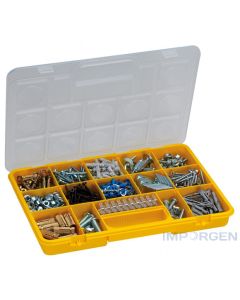 Caja organizadora ideal para organizar tornillos y pequeños objetos.
Fabricada en polipropileno de alta calidad, brindando así un cierre seguro y ordenado. Contiene 15 secciones removibles y ajustables.