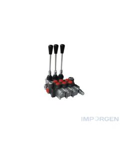 Distribuidor hidráulico de 3 secciones 120 L/min doble efecto, ideal para el uso en maquinarias agrícolas e industriales.