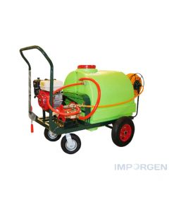 Pulverizador Fumigador Carro 200 L Bencinero 35 L/min, con enrollador, 50mts de manguera y Lanza. Ideal para pulverización